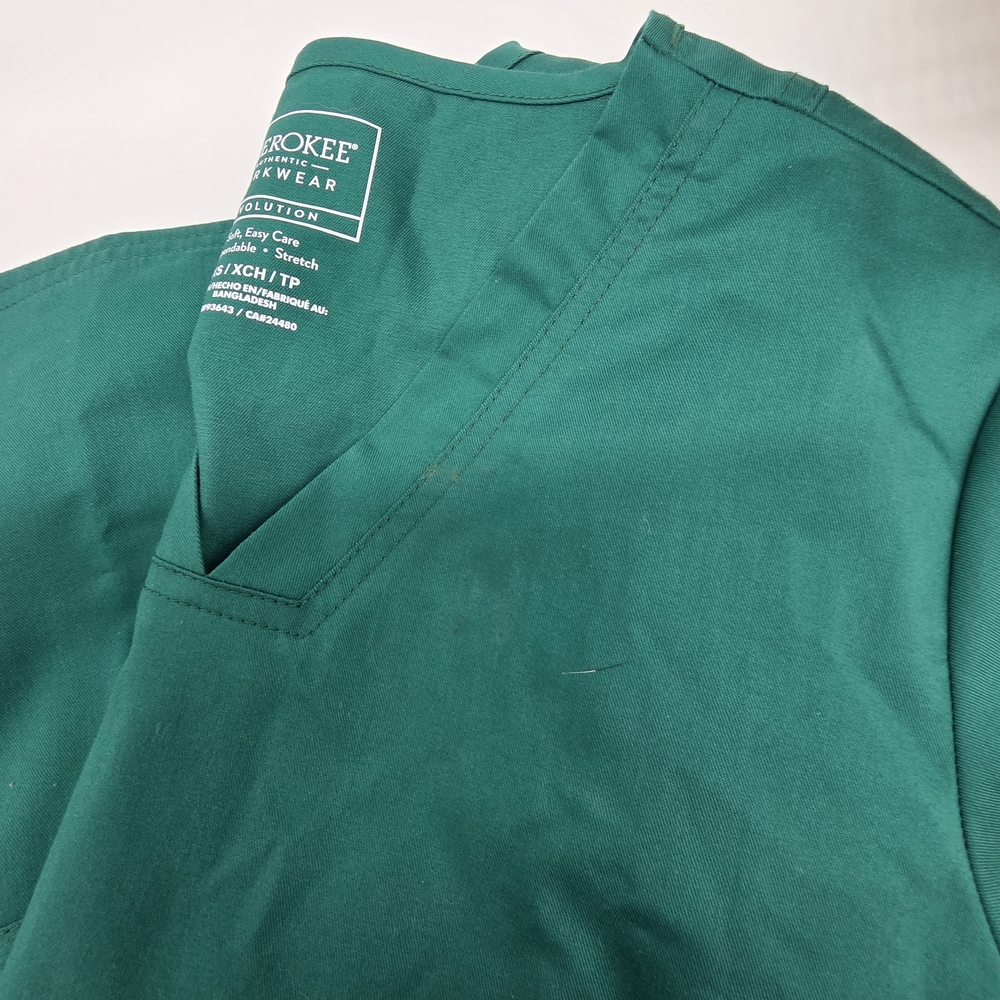 Hunter Green Women's Scrub Set Cherokee Workwear Ladies Top Pants XS Extra Small - Picture 9 of 10